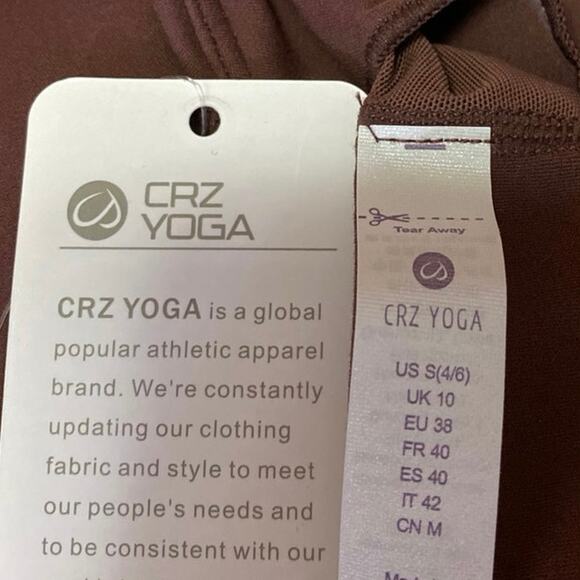 NEW Crz Yoga Brown Sleeveless Cami Camisole Tank Workout Athletic Crop Top Sz S - Picture 3 of 4
